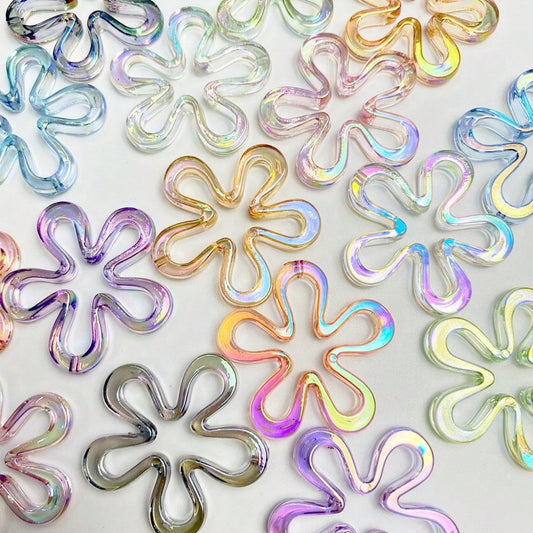 10-Piece 43 mm UV Gradient Plum Blossom Acrylic Beads