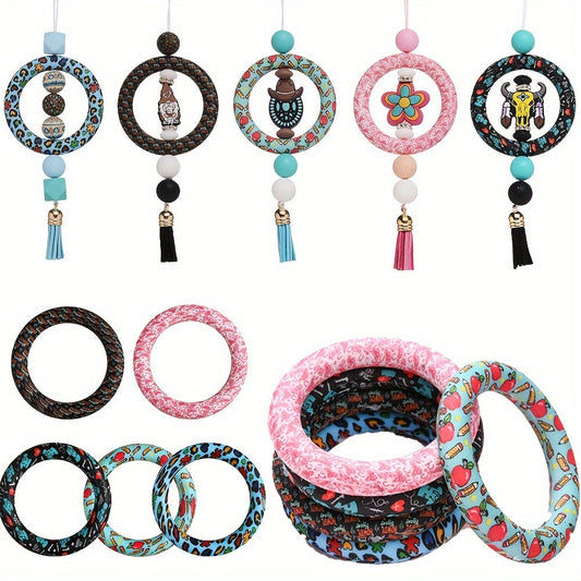 65mm Silicone Colorful Pattern O-Ring FrameBead Loops - DIY Jewelry