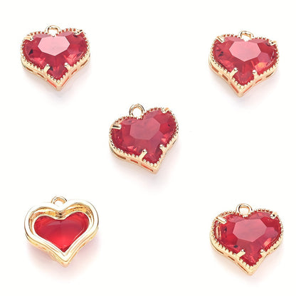 Faceted Heart Rhinestone Pendants