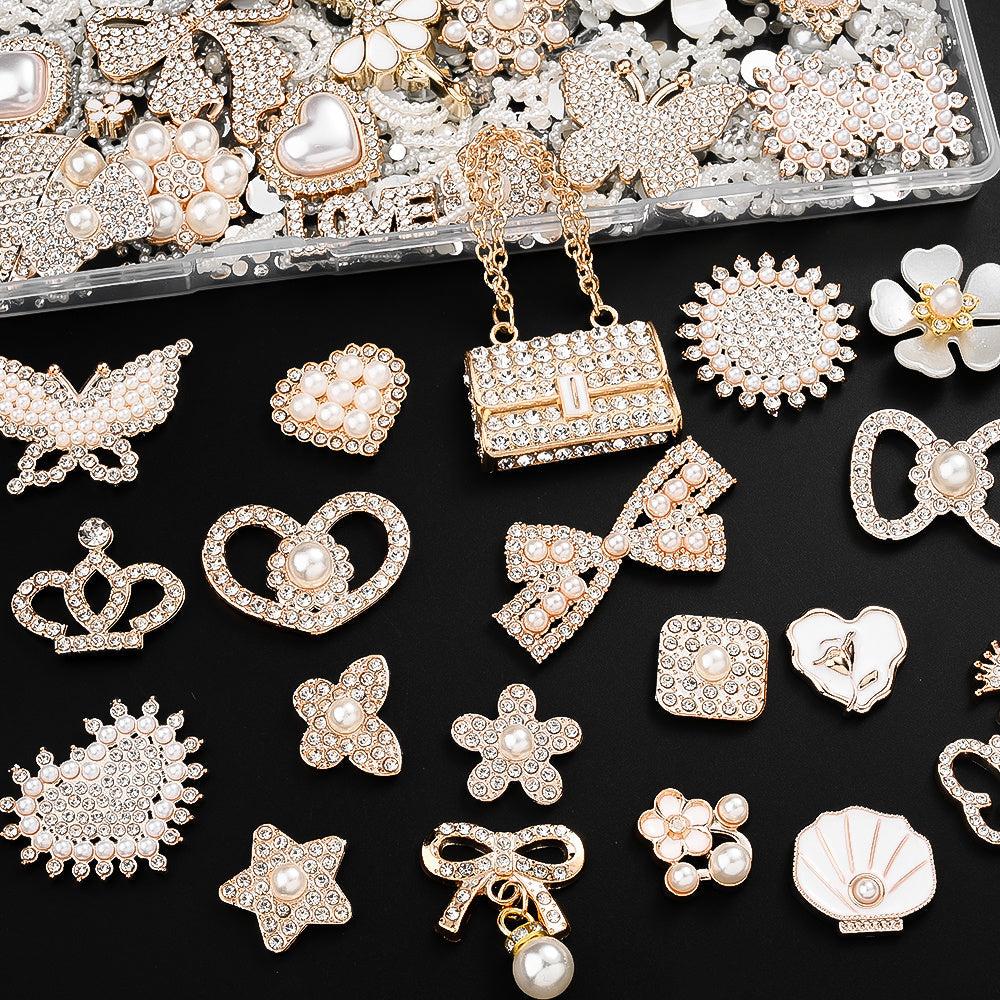 Mixed Pink Rhinestone Flatback Embellishment Set
