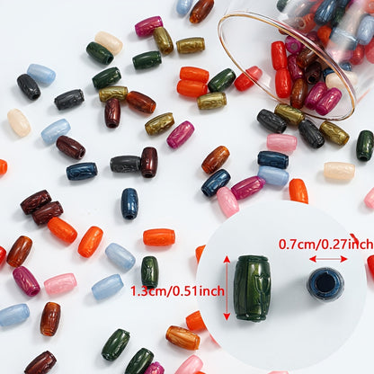 100PCS 11mm Printed Cylindrical Acrylic Bead Set