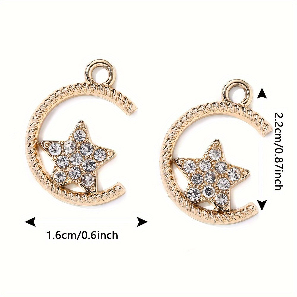 5PCS Gold-Tone Cosmic Moon & Star Pendant Set