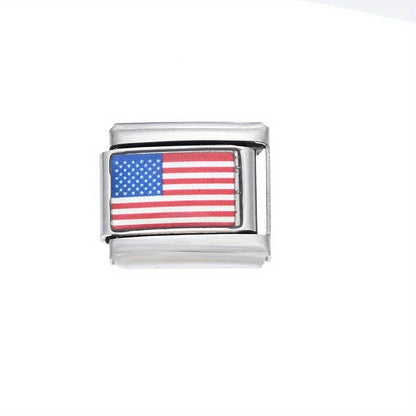World Flag Alloy Bracelet Module