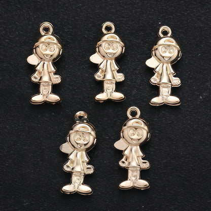 20PCS Gold & Silver CCB 3D Cartoon Boy & Girl Pendants
