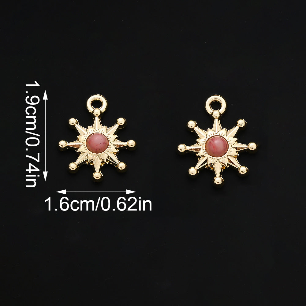 20PCS Eight-Pointed Star Charms with Half-Round Stone Beads