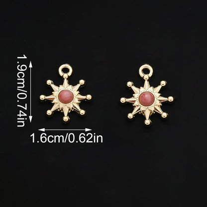 20PCS Eight-Pointed Star Charms with Half-Round Stone Beads
