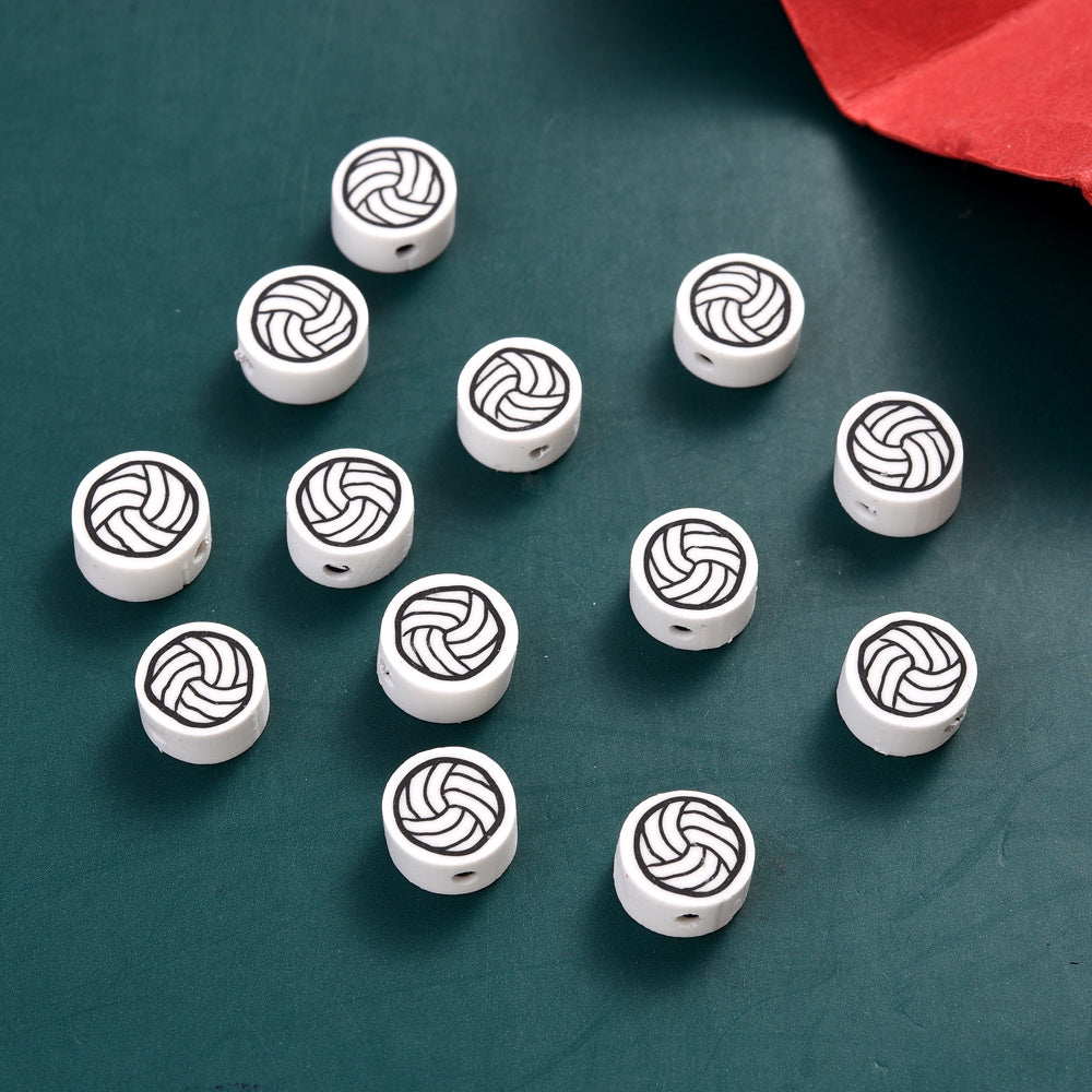 50-Piece 10 mm Mixed Sports Ball Soft Clay Beads