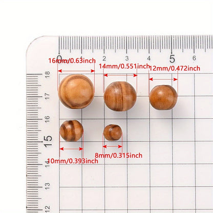 20–100PCS 8/10/12/14/16mm Brown Striped Pine Wood Beads