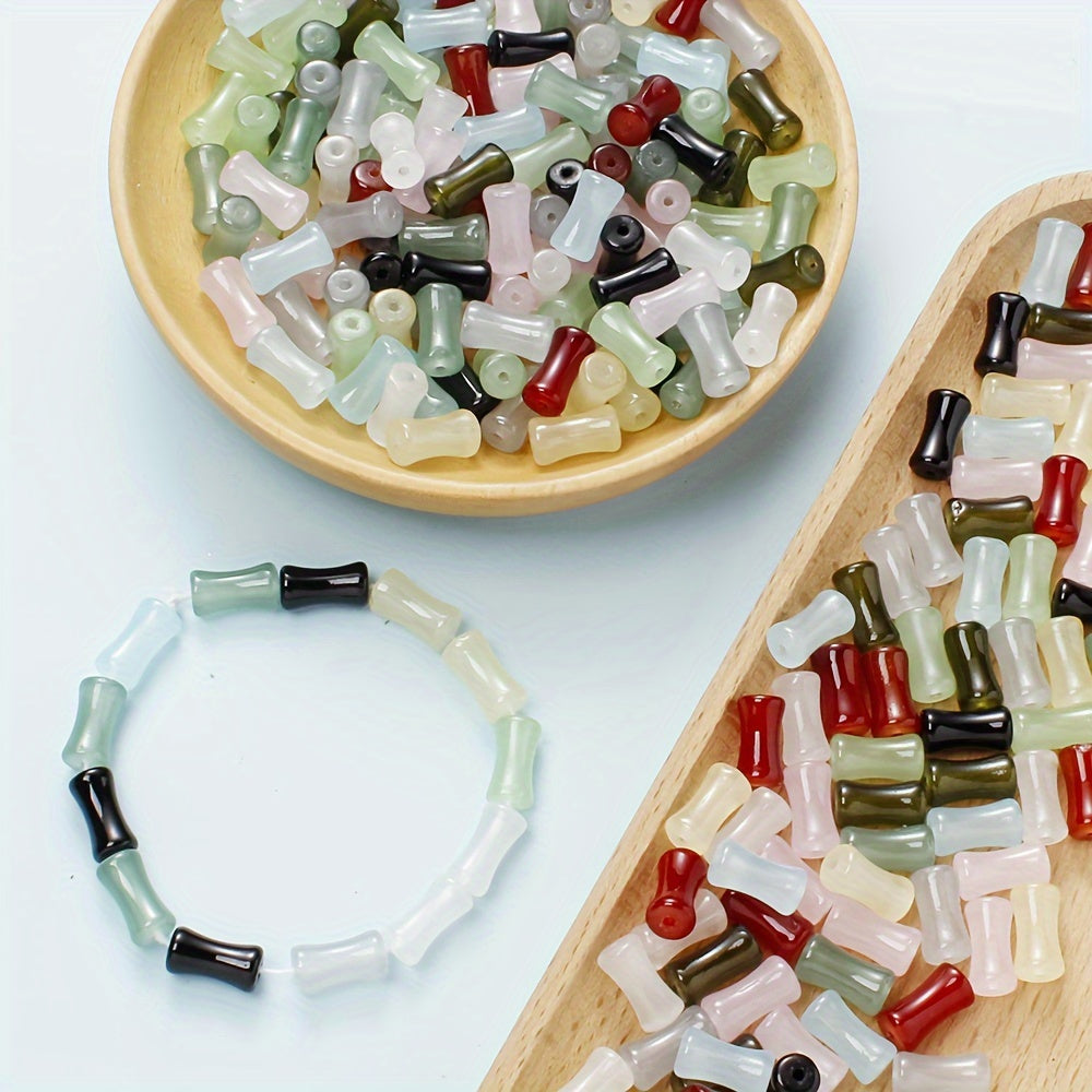 6x12mm 50pcs Mix Colors Coloured Glaze Bamboo Beads