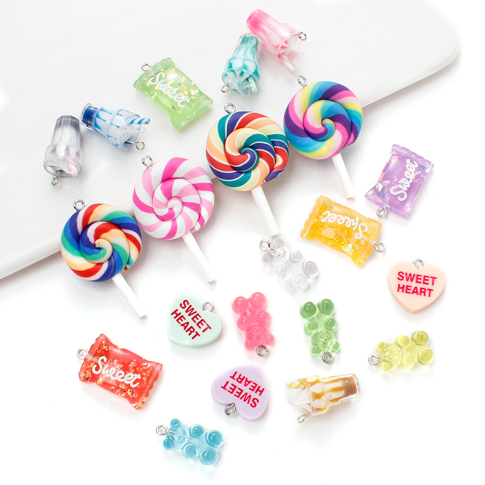 Resin Candy Pendant Charms Set