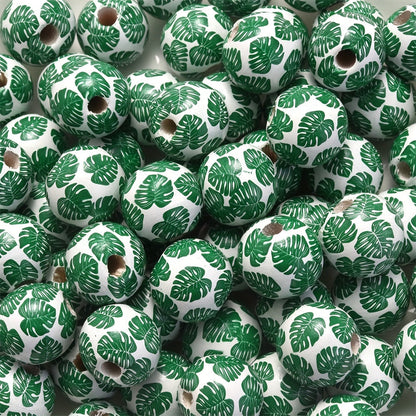 10PCS 16mm Green Round Wooden Bead Set