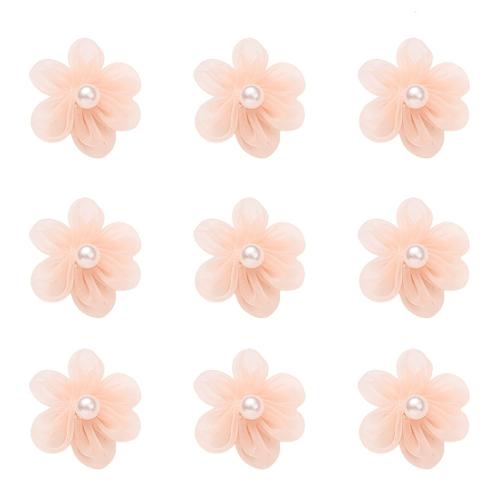 10PCS 23mm Fabric Five-Petal Flower Embellishment Set