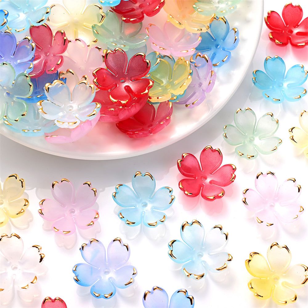 200PCS 19mm Colorful Five-Petal Flower Acrylic Beads