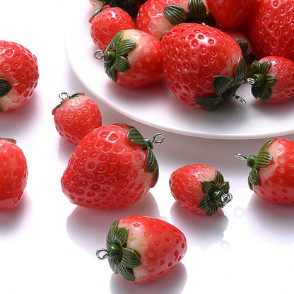 Red Strawberry Resin Charms
