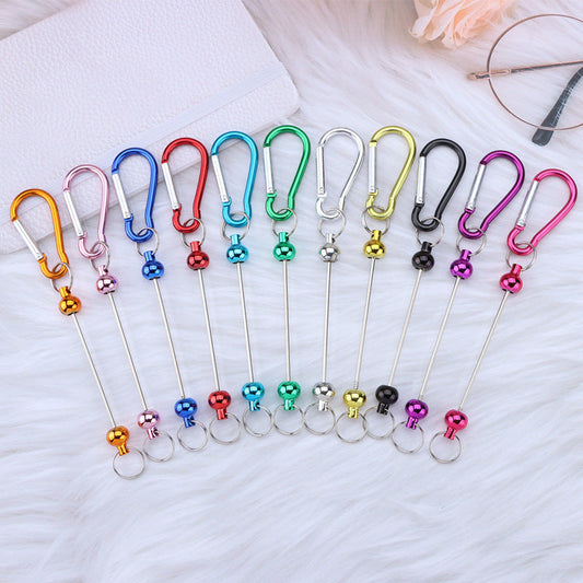15-Piece Multicolor Blank Beadable Keychain Clasp Set
