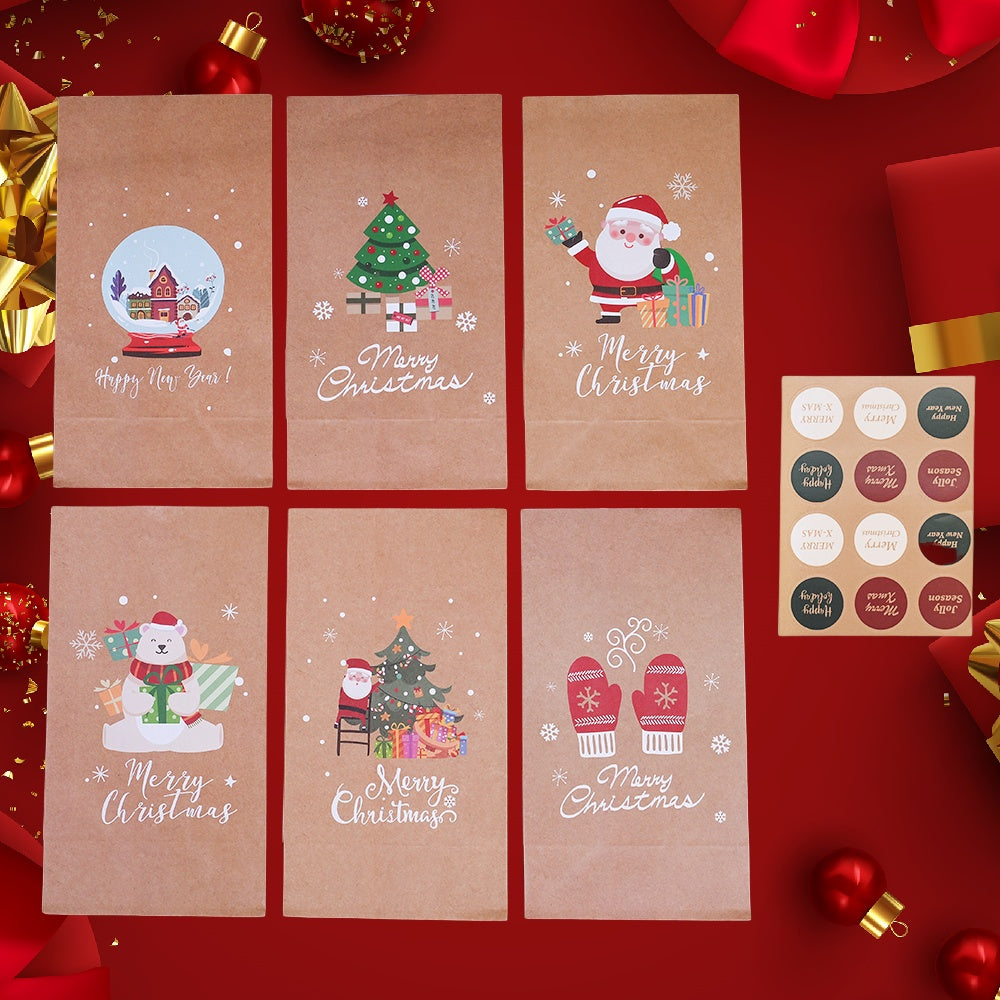Christmas Paper Gift Bags with Sealing Stickers