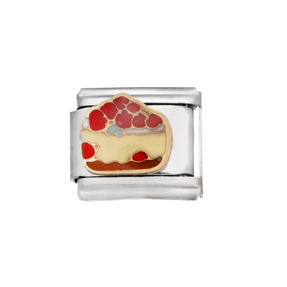 9x10 mm Stainless Steel Birthday Cake Bear Module Charm