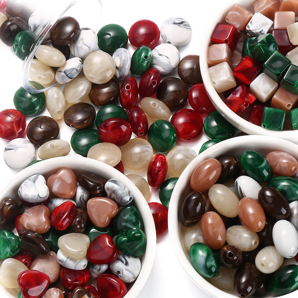 Two-Color Marble Acrylic Beads
