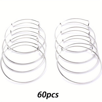 60-Piece Gold & White K Basic Bangle Bracelet Set