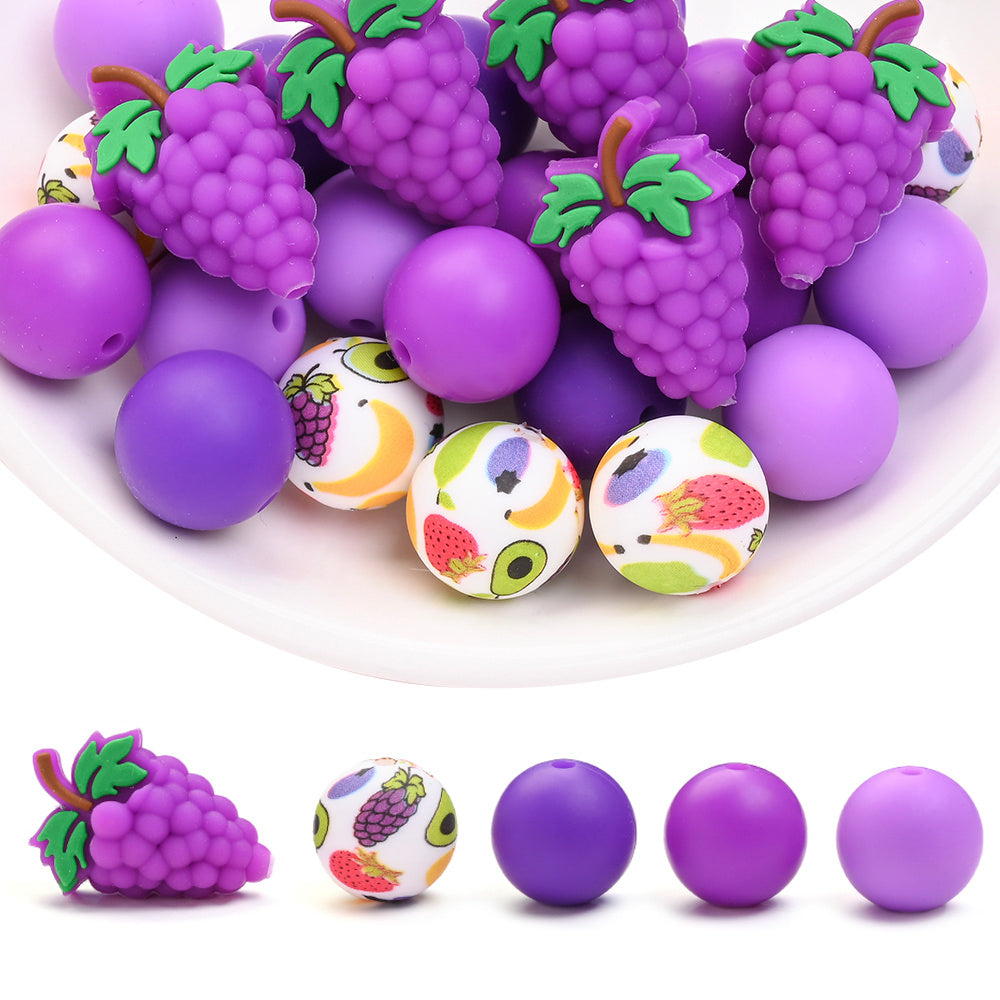 25PCS Fruit Collection Silicone Bead Set