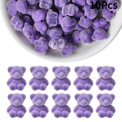 Flocked Bear Resin Beads