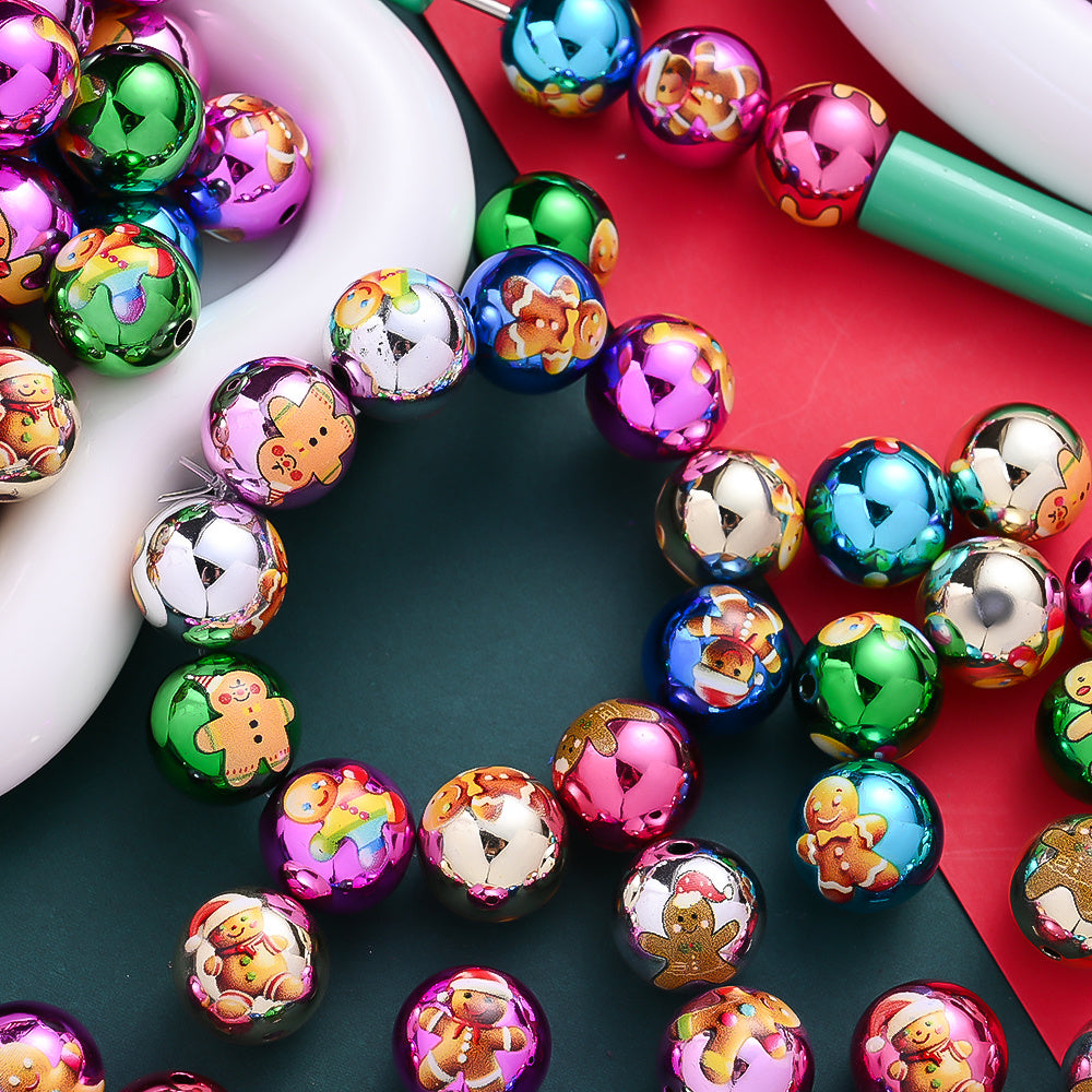 Christmas Gingerbread Man Acrylic Beads