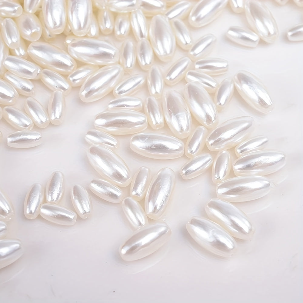 Beige Oval Acrylic Rice Beads
