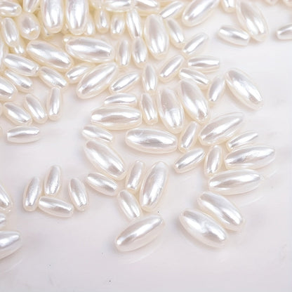 Beige Oval Acrylic Rice Beads