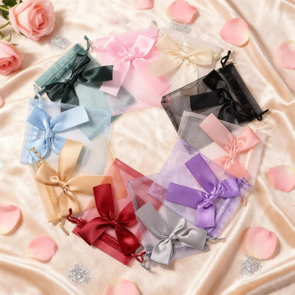 10PCS Organza Drawstring Gift Bag Set with Bowknot