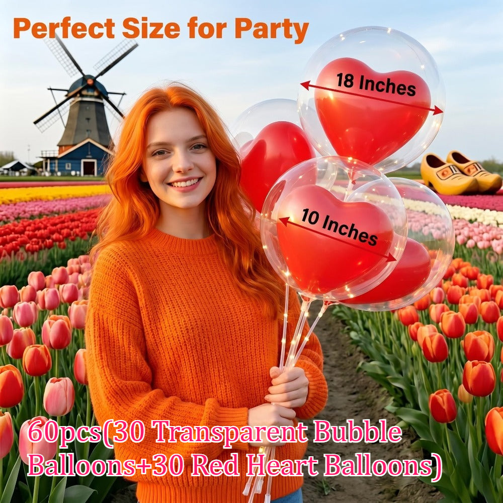 Bubble & Red Heart Balloon Set