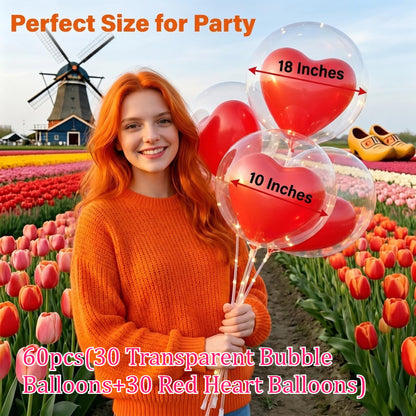 Bubble & Red Heart Balloon Set