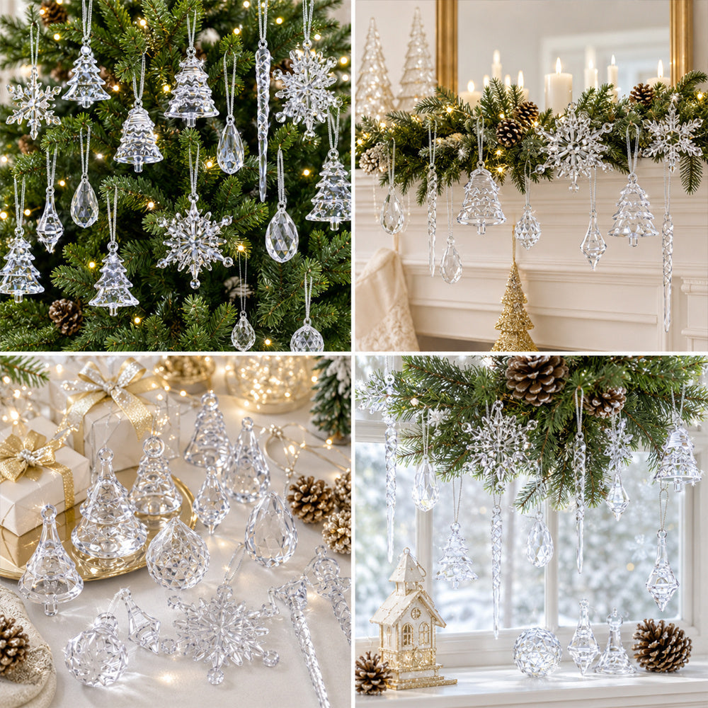 35-Piece Clear Acrylic Christmas Hanging Decorations