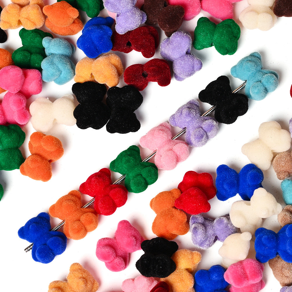 Flocked Bear Resin Beads