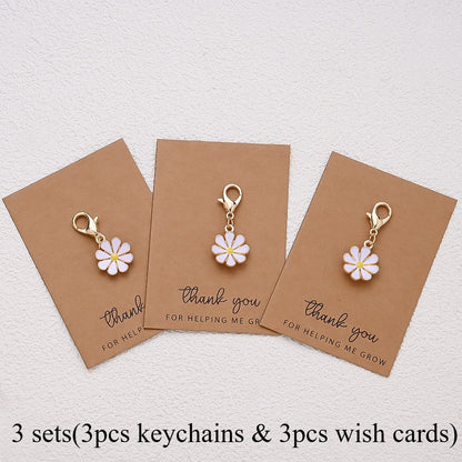 Alloy Flower Keychain Set
