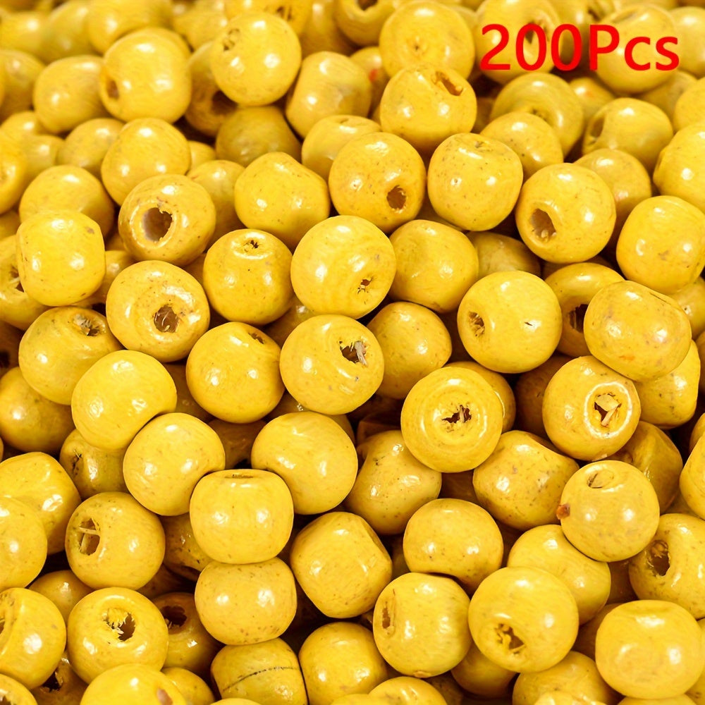 200PCS 5×6mm Rainbow Irregular Round Wood Beads