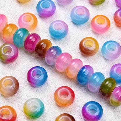 Glossy Two-Color Acrylic Large Hole Spacer Beads