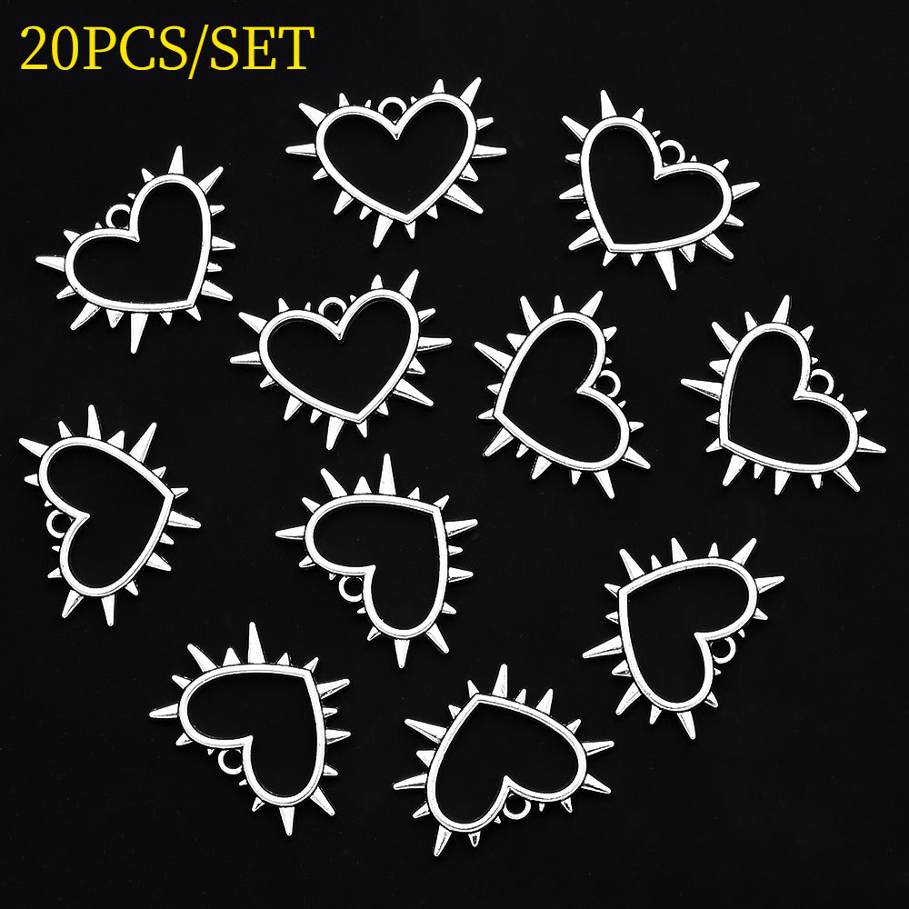 20PCS Gothic Thorn Heart Connector Charm Set