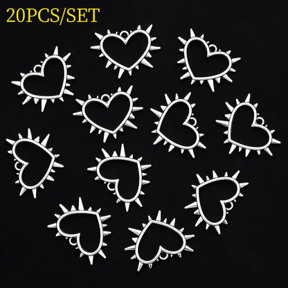 20PCS Gothic Thorn Heart Connector Charm Set