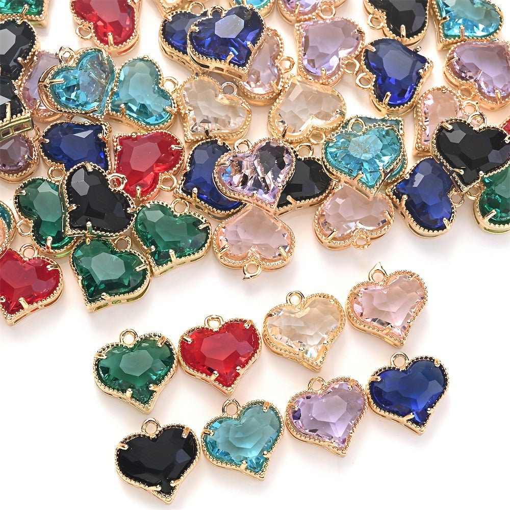 Faceted Heart Rhinestone Pendants