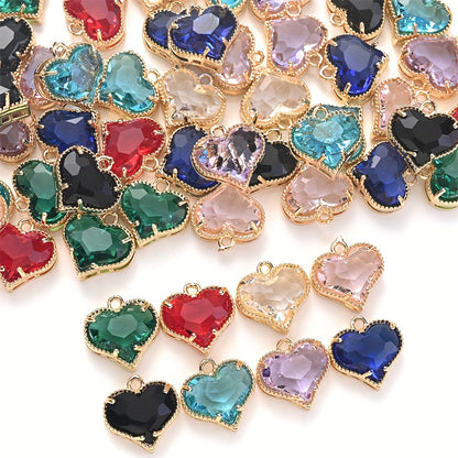 Faceted Heart Rhinestone Pendants