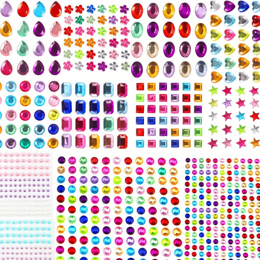 Acrylic Rhinestone Rainbow Self-Adhesive Stickers