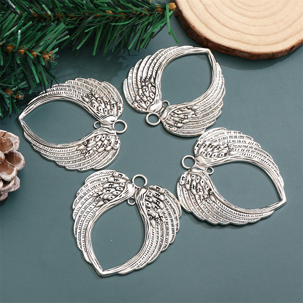 Christmas Silver-Tone Angel Wing Pendant Charms