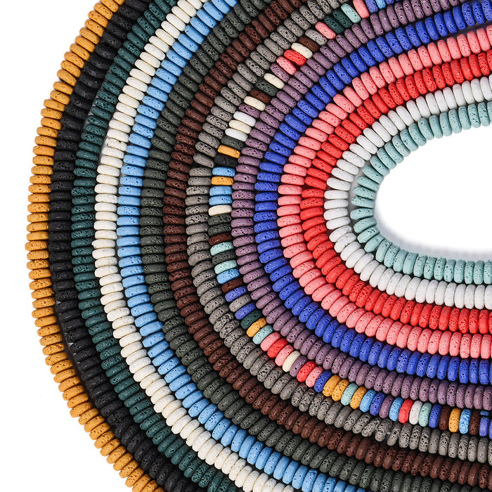 1SET 8mm Mixed Color Volcanic Stone Abacus Beads