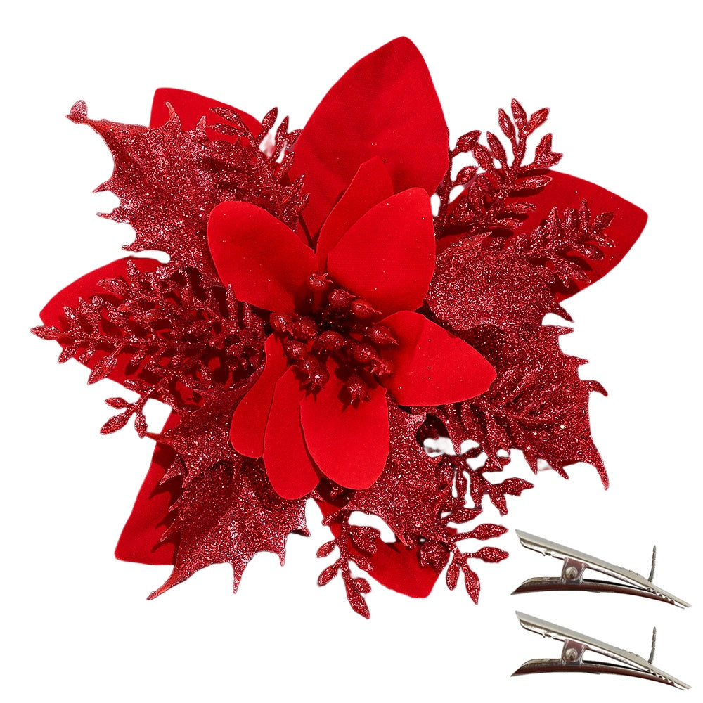 10PCS 14mm Christmas Glitter Layered Flower Set