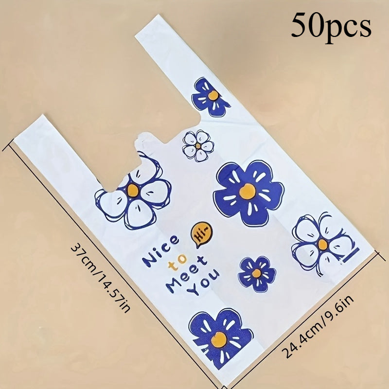 50-Piece Floral Plastic Gift & Storage Bags