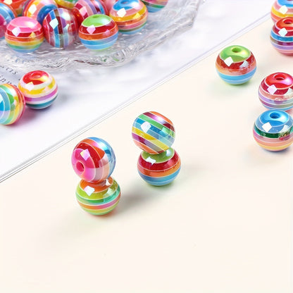 Rainbow Striped Resin Beads
