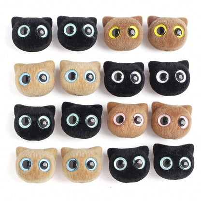 Big Eye Cat Flocking Acrylic Beads