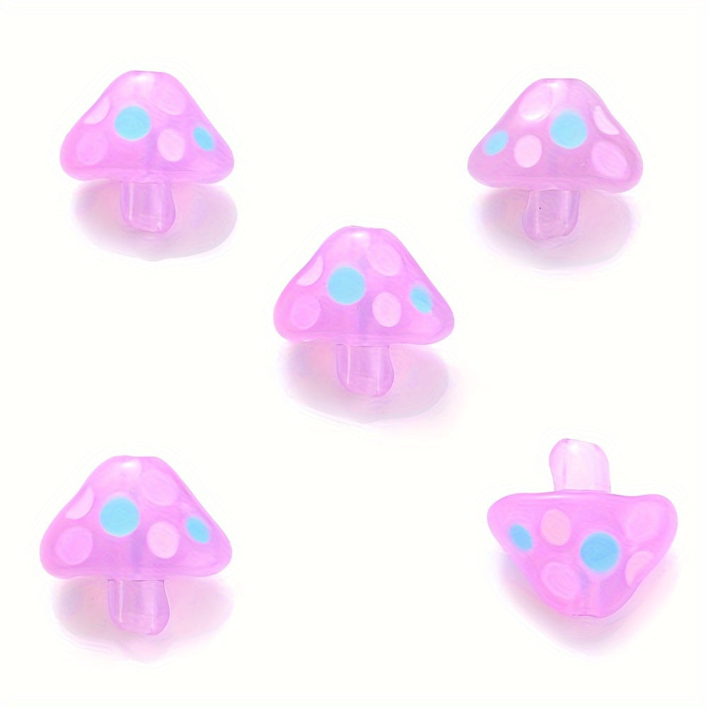 5PCS 17×19mm Luminous Mushroom Acrylic Bead Set