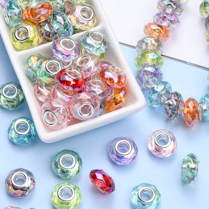 Mixed Color Faceted Acrylic Large Hole Beads