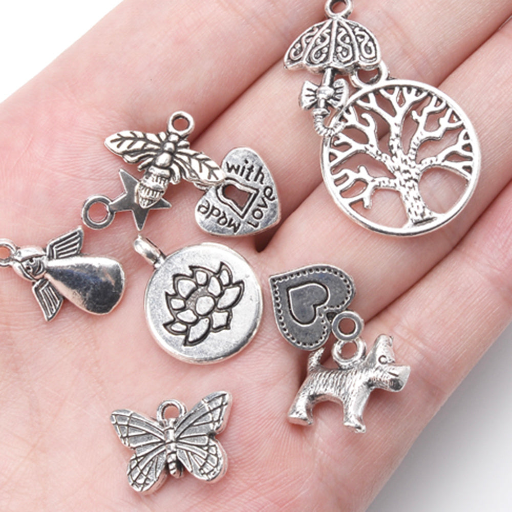 Vintage Silver Charm Beads Set